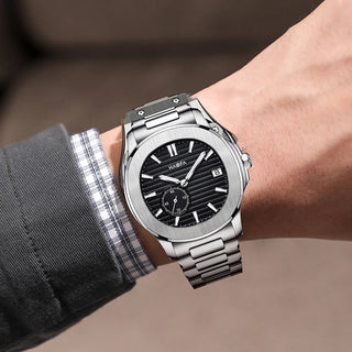 Haofa Automatic Mechanical Watch for Men Micro Rotor Movement Calendar Stainless Steel Case Waterproof Sapphire Wristwatch 2290N