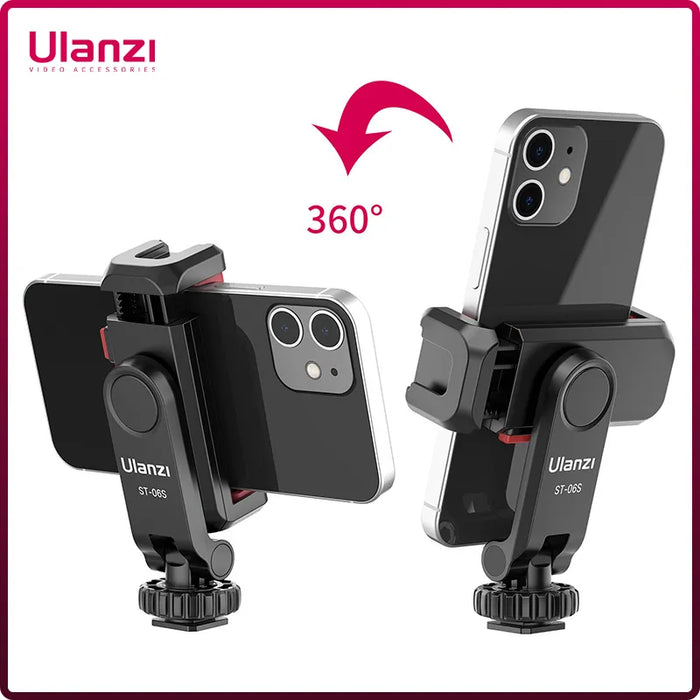 Ulanzi ST-06S Vertical Shooting Phone Mount Holder DSLR Camera Monitor Mount Tripod Mount for Smartphone Vlog Shooting