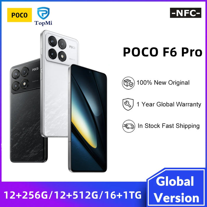 Global Version POCO F6 Pro Snapdragon® 8 Gen 2 NFC 6.67" WQHD+ Flow AMOLED 120W HyperCharge 50MP Triple Camera POCOF6 Pro 16G 1T