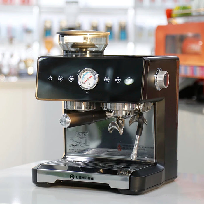 Lehehe Integrated Small Semi-Automatic Coffee Machine With Espresso Grinder And Milk Steam Output For Coffee Shop