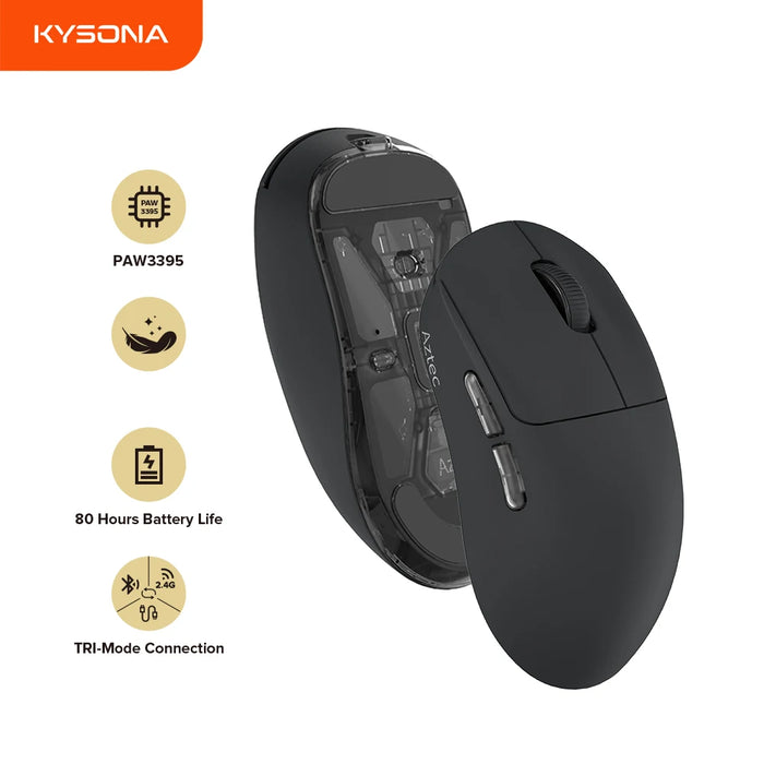 Kysona Aztec PAW3395 Wireless Gaming Mouse 55g Ultra-Light 26000DPI 6 Buttons 90 Million Optical Computer Mouse For Laptop PC