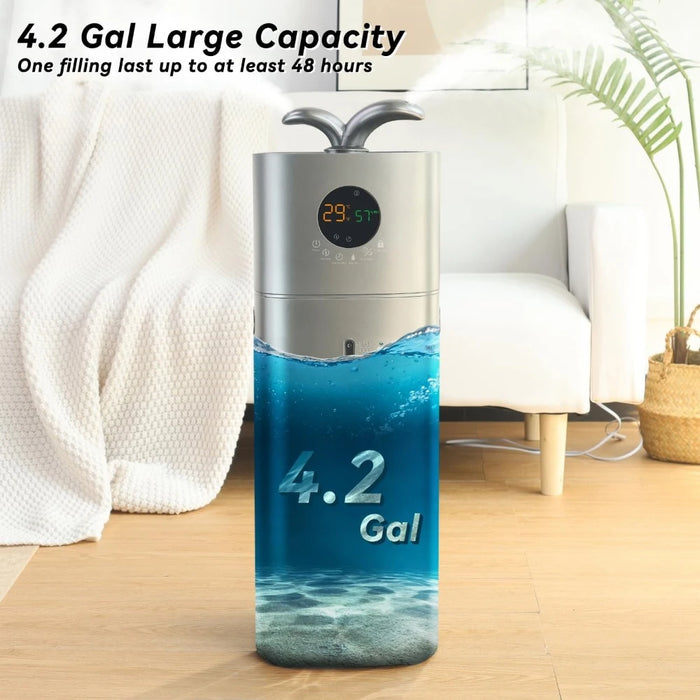 Large room family bedroom humidifier, 4.2Gal/16L full house humidifier 2000 square feet with extension tube