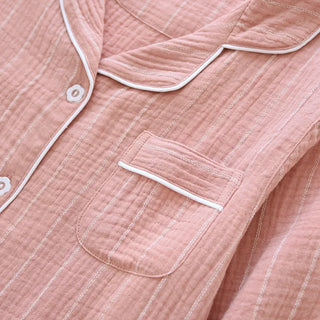 Long-sleeved Women's Nightgown Plus Size Cotton Mid-length Striped Shirt Night Dress with Button Sleepwear Women Home Nightdress