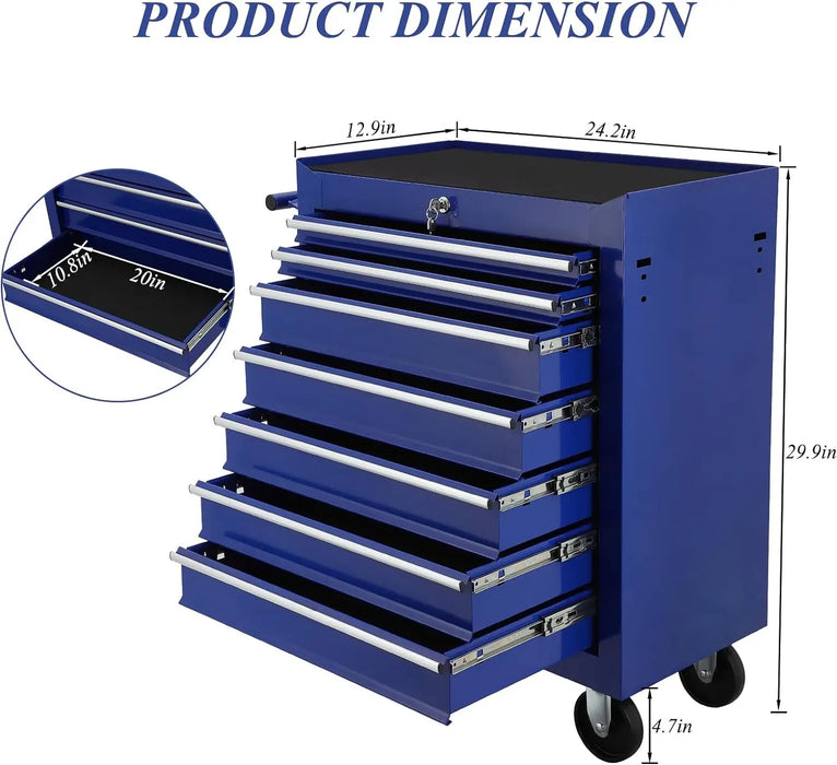 7 Drawer Rolling Tool Chest,Tool Cabinet on Wheels with Locking System,Rolling Tool Box Organizer Tool Case,Multifunctional