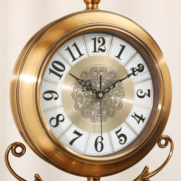 European-Style Mute the Grandfather Clock Luxury Vertical Clock American Creative Desk Clock Villa Metal Quartz Clock