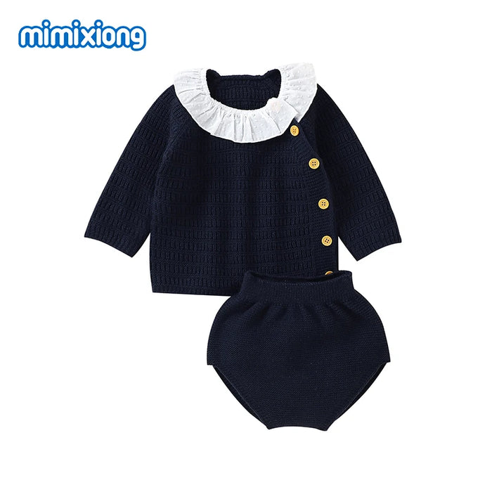 Baby Girls Clothes Sets Winter Casual Long Sleeve Knit Sweaters Shirts+Bottoms Newborn Infant 2pcs Outfit 0-18m Children Costume