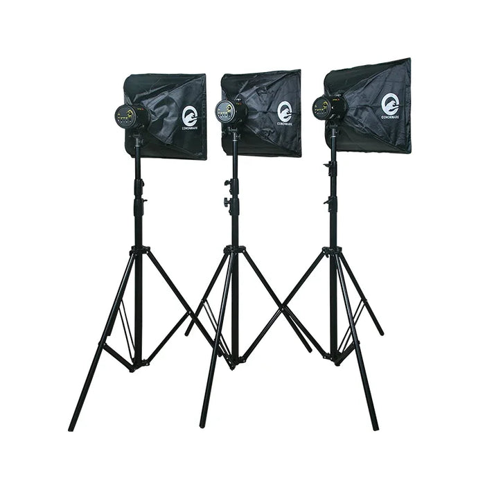 Cononmark wireless 2.4G 3x 200Ws flash heads 600aWs studio flash kit with carrying bag