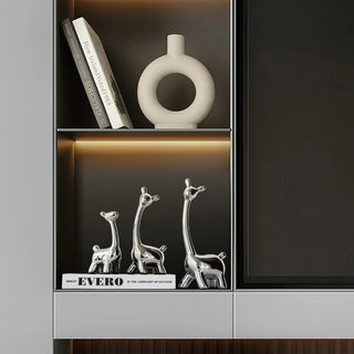 Nordic Electroplated Silver Ceramic Deer Statue Reindeer Figurines Sculpture Living Room Home Decoration Tabletop Ornaments