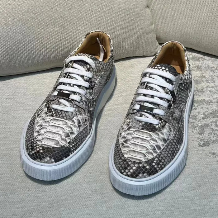 BATMO 2024 new arrival Fashion Snake skin causal shoes men,male Genuine leather sneakers pdd474