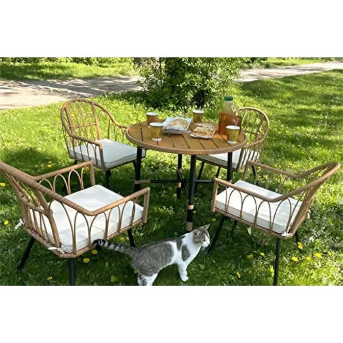 5 Pieces Outdoor Patio Dining Table Chair Set,Wicker Patio Dining Set,Outdoor Rattan Dining Table Set