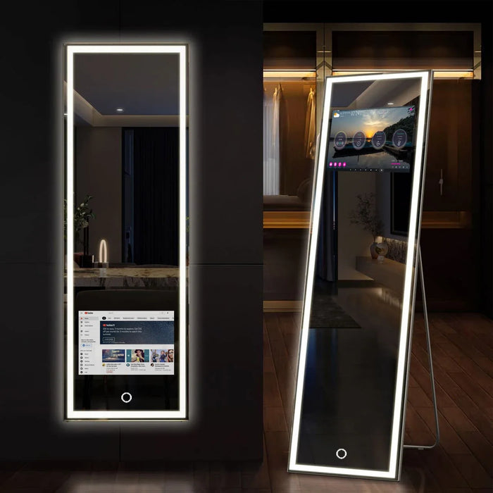 Wholesale Makeup Vanity Full Length Mirror With Tv And Led Lights Touch Screen Led Bath Smart Mirror For Home