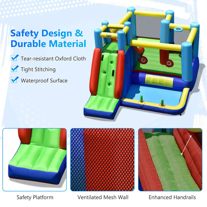 Costway Inflatable Bounce House 8-in-1 Kids Inflatable Bouncer W/ Slide (Without Blower)