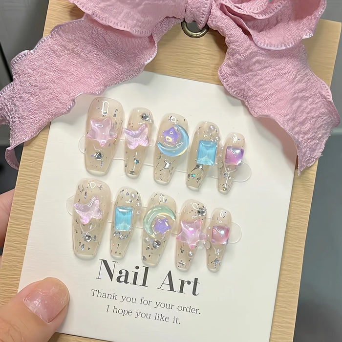 【Mystery Candy House】Y2K Millennial Spice Girl Dopamine Handmade Nail Detachable Finished Light Therapy Nail Art