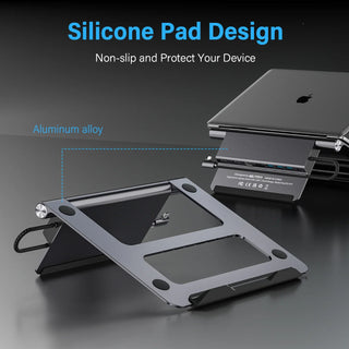 USB-C Docking Station aluminum notebook support dual HDMI Monitors Foldable Laptop Stand  for MacBook Tablet holder bracket  pc