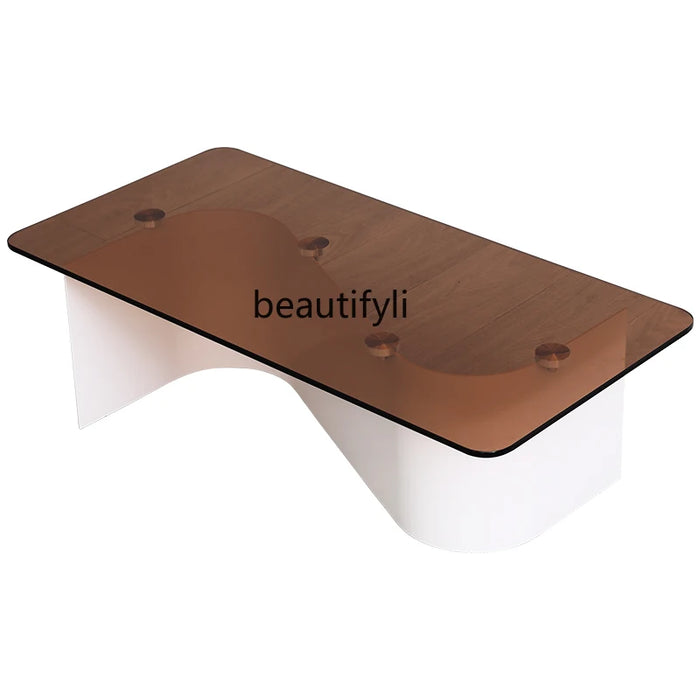 zqTea Table Modern Simple and Fashionable Tea Table Simple Tempered Glass Tea Table Rectangular Transparent