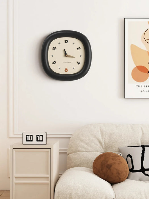 Punch-free Wood Wall Clock Living Room Cream Style Modern Simplicity Atmosphere Creative Household Fashion Decoration Wall Clock