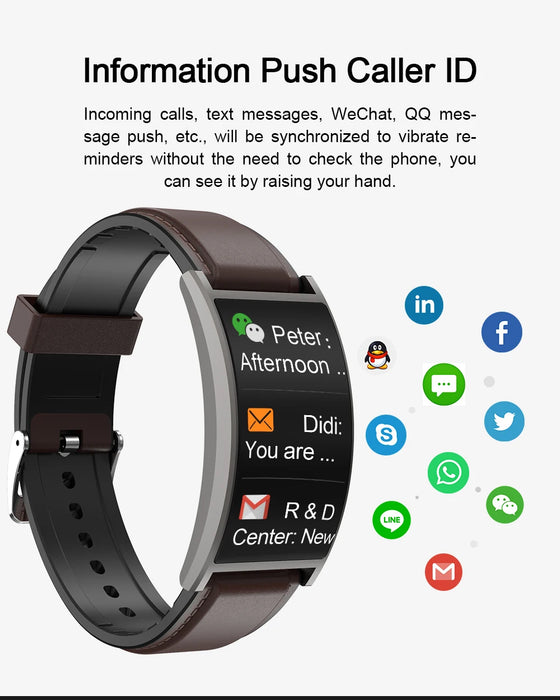 Portable Leather Curved Smart Watch Location Waterproof Health Bracelet Blood Pressure Pulse Oxygen Monitor Elderly Smart Watch