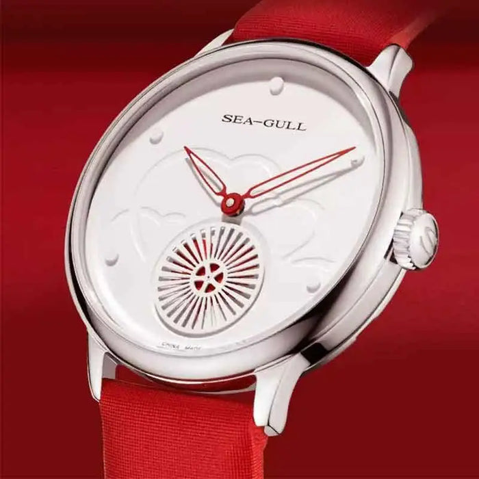 Seagull Automatic Mechanical Watch for Women Simple Ultra-thin Leather Strap Watch 50m Waterproof Sapphire Crystal 6130L