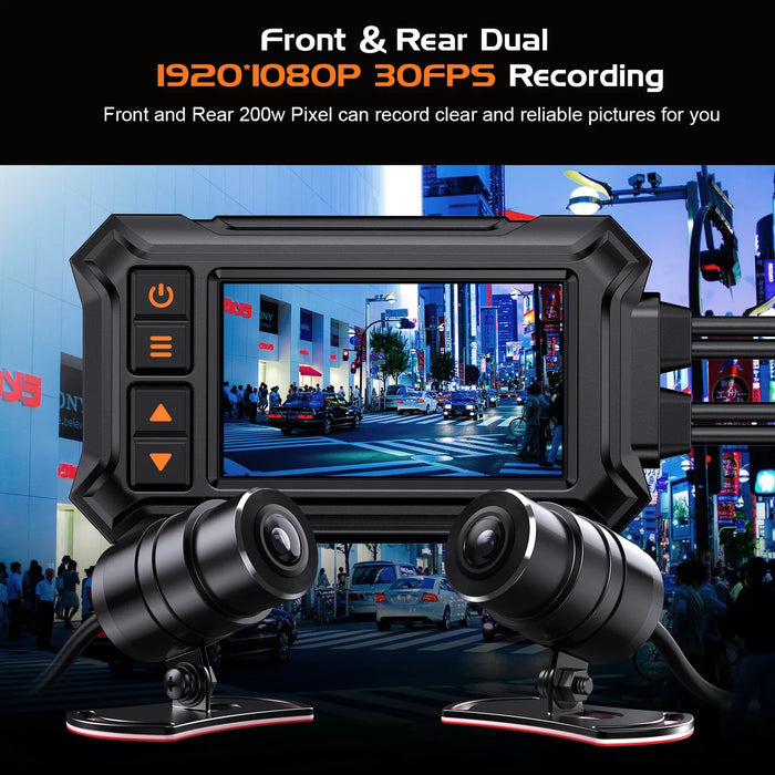 Motor Dash Cam Remote Controller Dual 1080P 30FPS Dual Lens DVR Waterproof Motorcycle Dash Camera