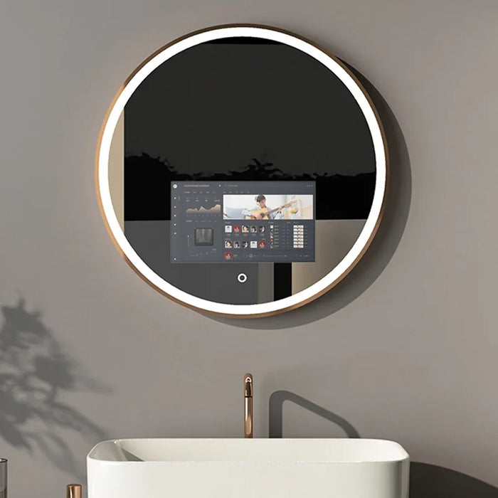 Wholesale Hotel Household Large Size Led Round Bath Mirror Smart Tv Mirror Wall Mounted Bathroom Smart Mirror With Tv