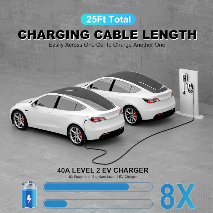 Level 2 EV Charger 40 Amp ev Chargers for Home Level 2 NEMA 14-50 Plug,Use Swipe Card or APP to Start