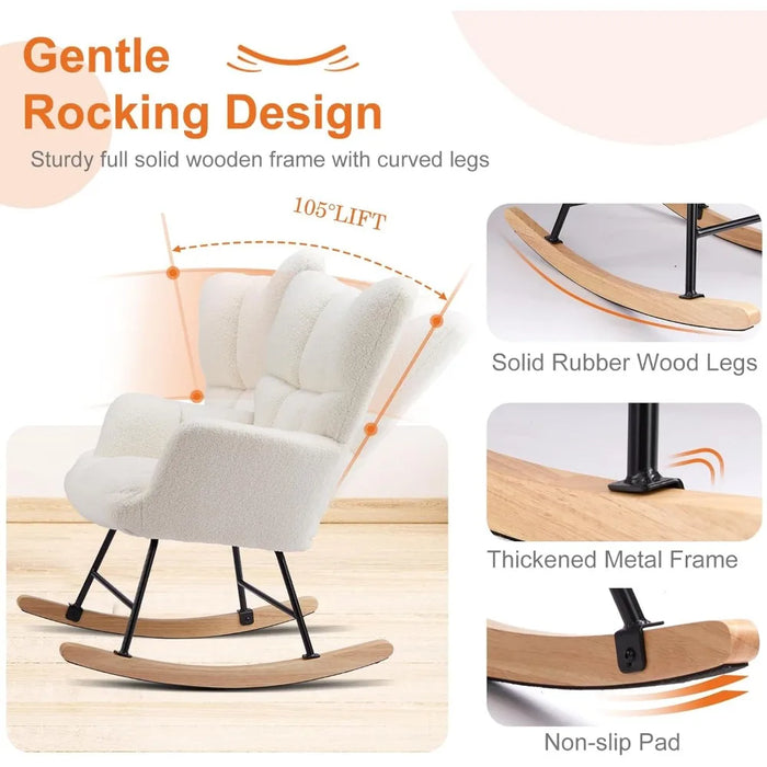 Living Room Rocking Chair, Reading Chair Modern Swing Chair Reclining Chair, for Living Room, Bedroom