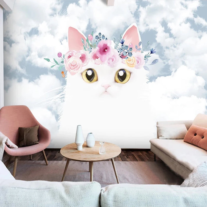 Custom Photo Wallpaper Murals Modern Cartoon Cute Cat Children Room Bedroom Background Wall Decor Painting Papier Peint Mural 3D