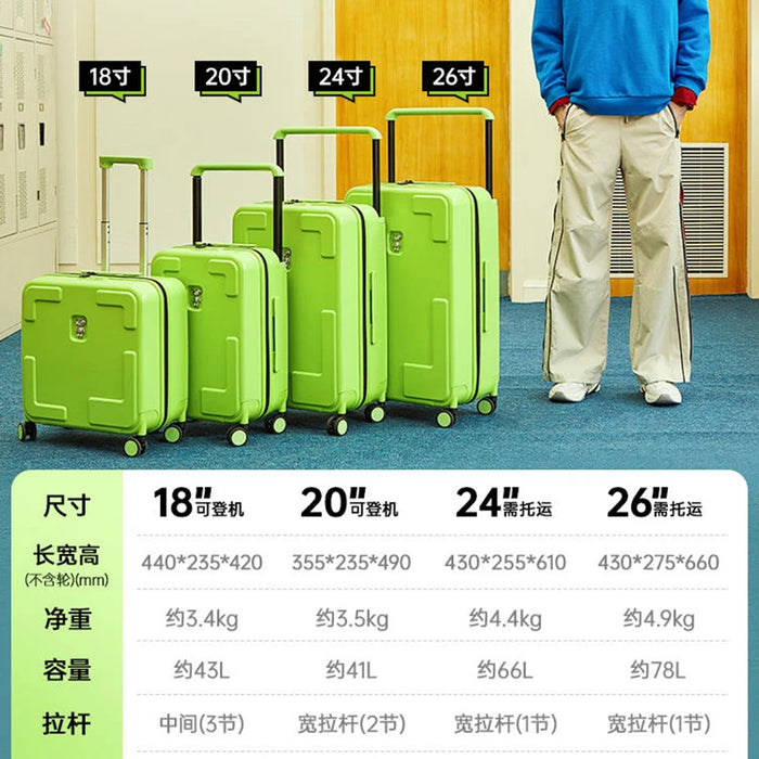 Wide trolley luggage Female 20 "boarding travel 24 male universal wheel large capacity student trolley suitcase 26