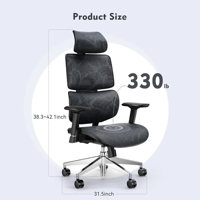 TONFARY Ergonomic Office Chair, Home Office Desk Chair with Lumbar Support, Adjustable Headrest Ergonomic