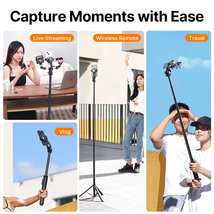 Ulanzi SK-05 Metal Smartphone Tripod Bluetooth Selfie Stick Desktop Tripod Travel Vlog Live Streaming for iPhone Android