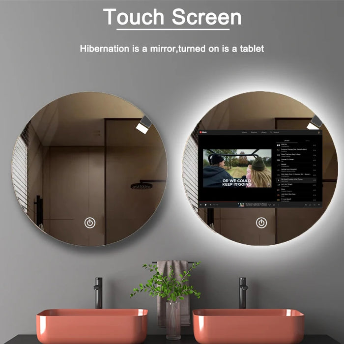 New Design 80*80CM Bath Mirror Android Smart Bathroom Full Hd Tv Mirror Smart Mirror Bathroom Luxury Smart