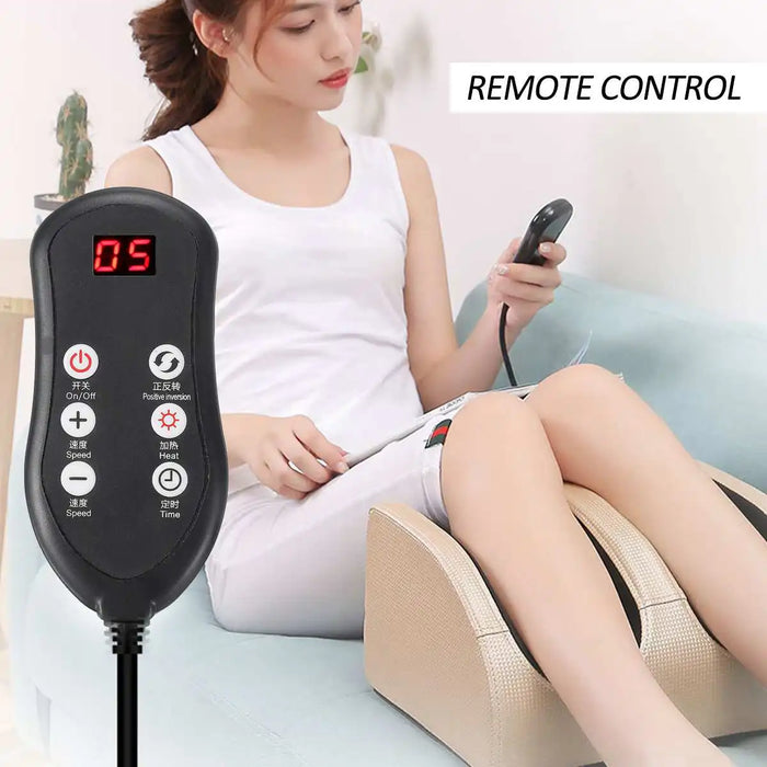 Remote Control Electric Foot Massager Machine Heating Therapy Shiatsu Kneading Roller Vibrator Hot Compression Deep Muscles Gift