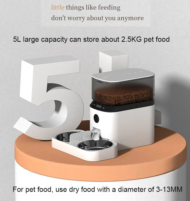 2022 Newest Automatic Cat Feeder Wi-Fi Enabled Smart Pet Feeder for Cats and Dogs,Auto Dog Food Dispenser with camera