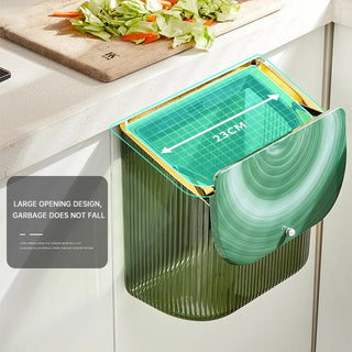 12L Wall-Mounted Kitchen Trash Can with Lid Fashion Transparent Cabinet Door Hanging Storage Basket Decor Wastebasket Trash Bin
