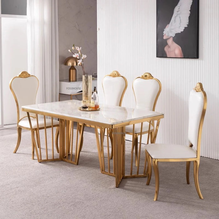 Light Luxury Stainless Steel Dining Chairs Dining Room Furniture Modern Hotel High Dinning Chair Dinning Room Accent Chair