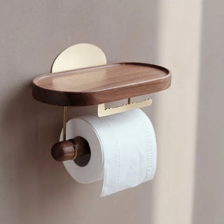 No Hole Toilet Paper Holder Retro Walnut Paper Holder Kitchen Household Wall Hanging Paper Towel Storage Box Wc Accessories