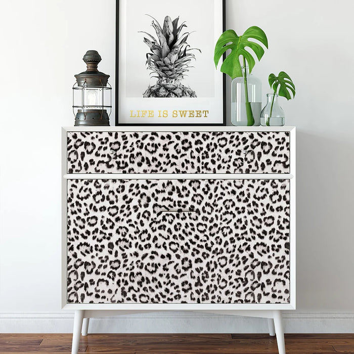 Black And White Leopard Wallpaper Peel Snd Dtick Retro Leopard  Cabinet Sticker Elegant PVC Waterproof  Kitchen Bathroom Decor