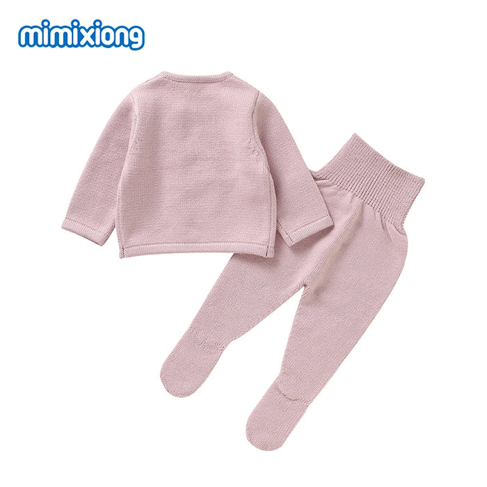 Baby Girls Clothes Sets Winter Solid Long Sleeve Knit Sweaters Jackets+Pants Outfits for Infant Kids Autumn Outwear Costume 0-1Y