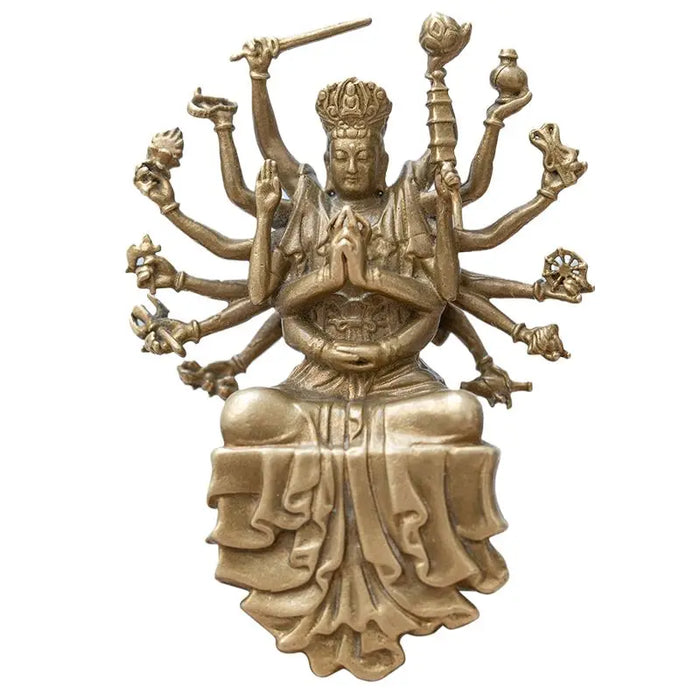 Bodhisattva Bronze Sculpture Statues Originality Buddha Mother with Small Buddha Household Mini Exquisite Tea Space Decoration