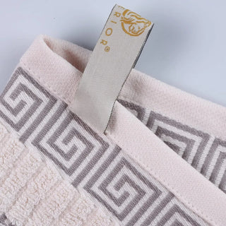 Superior 8-Piece Cotton Towel Set, Decorative Greek Pattern,Absorbent Towels, Decor for Bathroom, Spa, Home Essentials