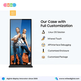 Ultra Thin Digital Signage Full Touch Screen 4K Floor Standing Advertising Playing Equipment Vertical LCD Display Indoor Totem