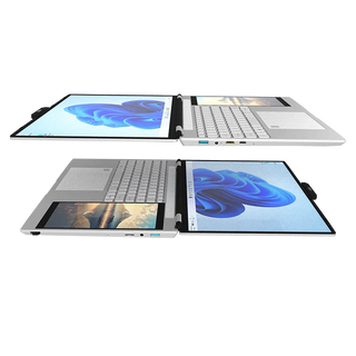 BSLAY 15.6''+7'' Dual Screen Business Laptop w/ Fingerprint Unlock Detachable 2MP HD Camera, RGB Backlit Keyboard Intel N95 CPU
