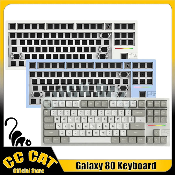 Galaxy80 Mechanical Keyboard 3Mode Aluminium Alloy Gaming Keyboard RGB Gasket Hot Swap Pc Gamer Accessories Office Keyboard Kit