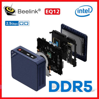 Beelink EQ12 Mini PC 12th Gen Intel Alder Lake N100 16GB DDR5 500GB SSD Wifi6 BT5.2 Dual 2.5Gbps LAN Desktop Computer