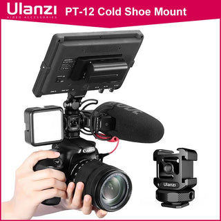 Ulanzi PT-12 DSLR Cold Shoe Mount Adapter DSLR Monitor Mount Three Cold Shoe for LED Light Microphone