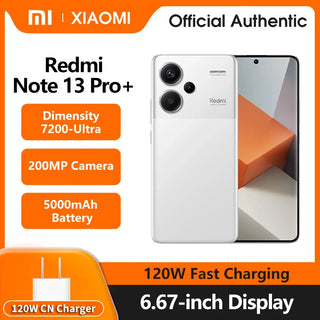 Global ROM Redmi Note 13 Pro+ 5G Smartphone, Multi-language, 6.67 "Dimensity, 7200-Ultra, 5000mAh, 200MP, 120W Fast Charge, IP68