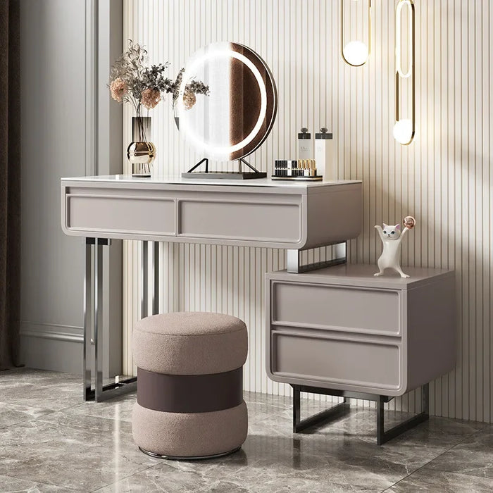 Minimalist slate dressing table senior designer bedroom light luxury modern dressing table telescopic storage cabinet