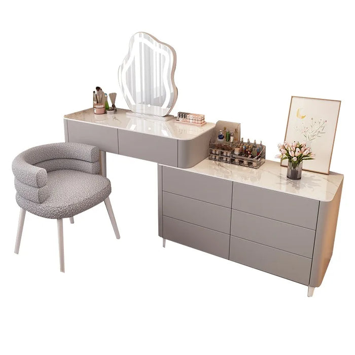 French Cream Style Solid Wood Dressing Table, Bedroom, Simple and Multifunctional Storage Cabinet, Integrated Dressing Table