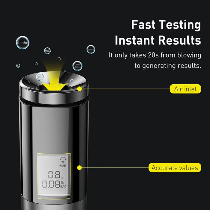 Baseus Alcohol Tester Electronic Breathalyzer with Digital Display Portable Rechargeable Non-Contact Alcohol Meter Analyzer