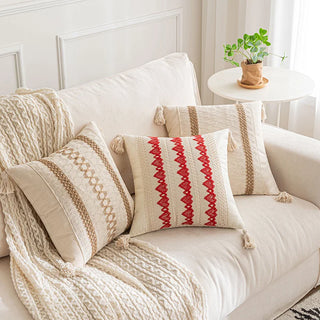 2024 Boho Cotton and Linen Tassel Cushion Cover Geometric Hemp Thread Crochet Throw Pillow Cover Living Room Bedroom Pillowcase